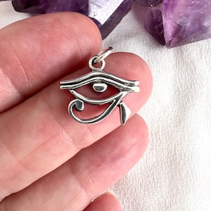 Silver Eye of Rah Necklace Pendant, 925 Sterling  Eye Of Horus Charm All Seeing Eye Protection Symbol Evil Eye