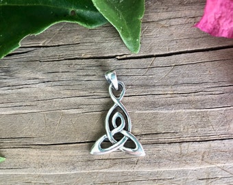 Sterling Silver Trinity  Pendant: Celtic Knot Interwoven Triquetra Necklace Charm