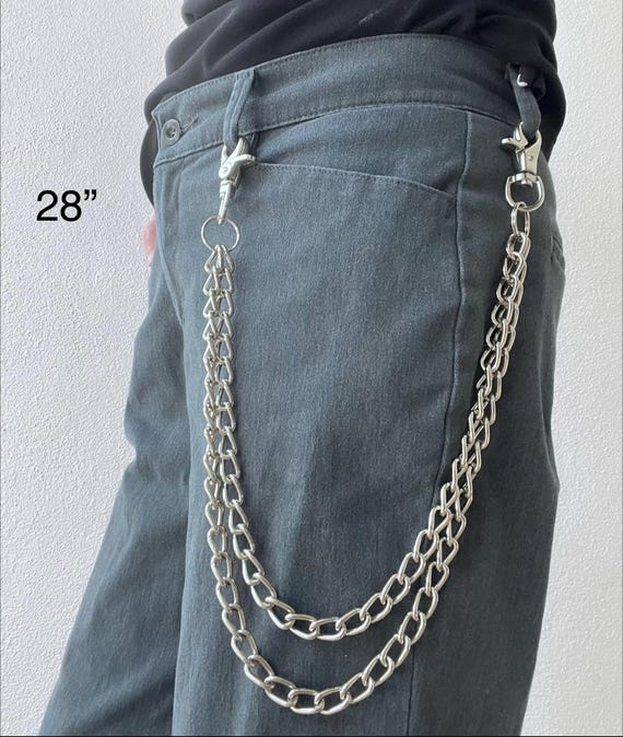 Double Layered Steel Wallet Chain: Two Chains, Industrial Clasps