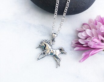 Handcrafted 925 Sterling Silver Unicorn , Silver Horned Horse, Silver Mythical Charm, Fantasy Pendant, Sterling Unicorn, Magical Horse