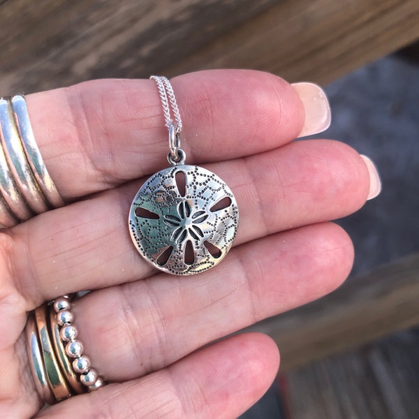 Handcrafted Solid 925 Sterling Silver Sand Dollar Pendant, Sterling Sand Dollar Charm, Beach Jewelry, Sanddollar Shell Ocean Pendant