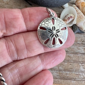 Handcrafted Solid 925 Sterling Silver Sand Dollar Pendant, Sterling Sand Dollar Charm, Beach Jewelry, Sanddollar Shell Ocean Pendant