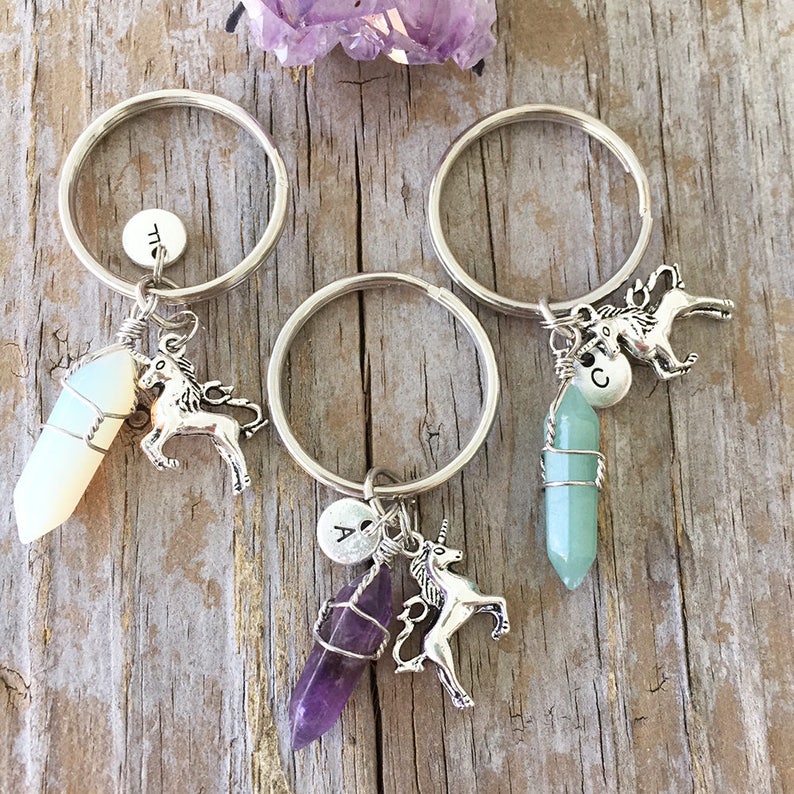 Unicorn Keychain/ Unicorn Crystal Key Chain/ Wrapped Crystal Etsy