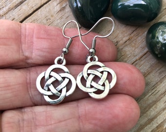 Celtic Knot Dangle Earrings:  Eternal Love Symbol, Sterling Silver Ear Hook Option