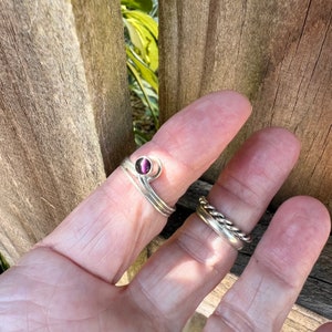 Cat Eye Sterling Silver Stone Ring, Vintage Star Purple Cats Eye, Sterling Wire Wrap Cat&#39;s  Eye Ring