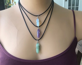 Crystal Necklace, Wire Wrapped Crystal Necklace, Healing Crystal