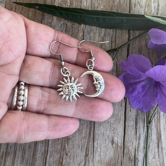 Sterling Silver Moon & Sun Earrings Sterling Silver Moon & Sun Earrings