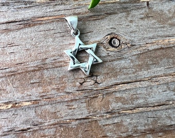 925 Sterling Silver Star of David  Pendant, Tiny Silver Star, Sterling Religious Star, Hanukkah Gift, Hebrew Jewelry, Bat Mitzvah, ft