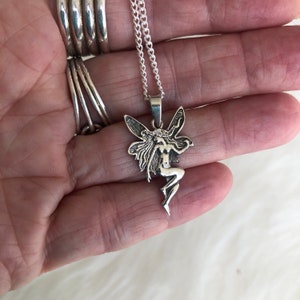 Silver Fairy Pendant , Sterling Silver Fairy Pendant, Silver Winged Fairy, Fantasy Charm lbe