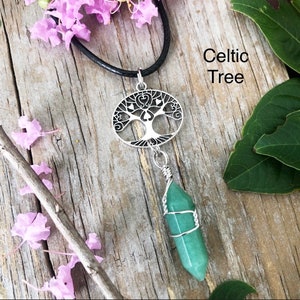 Crystal Fairy Moon Necklace, Wrapped Crystal with Charm, Pentacle Lotus Celtic More Choices, Gift For Her, Love Gift image 5