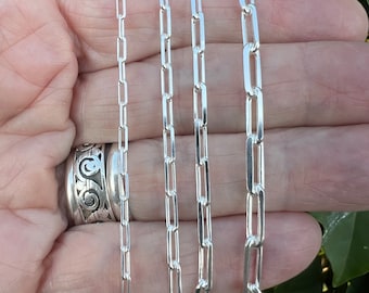 Solid 925 Sterling Silver Paperclip Chain Necklace Bracelet Italian Link Jewelry