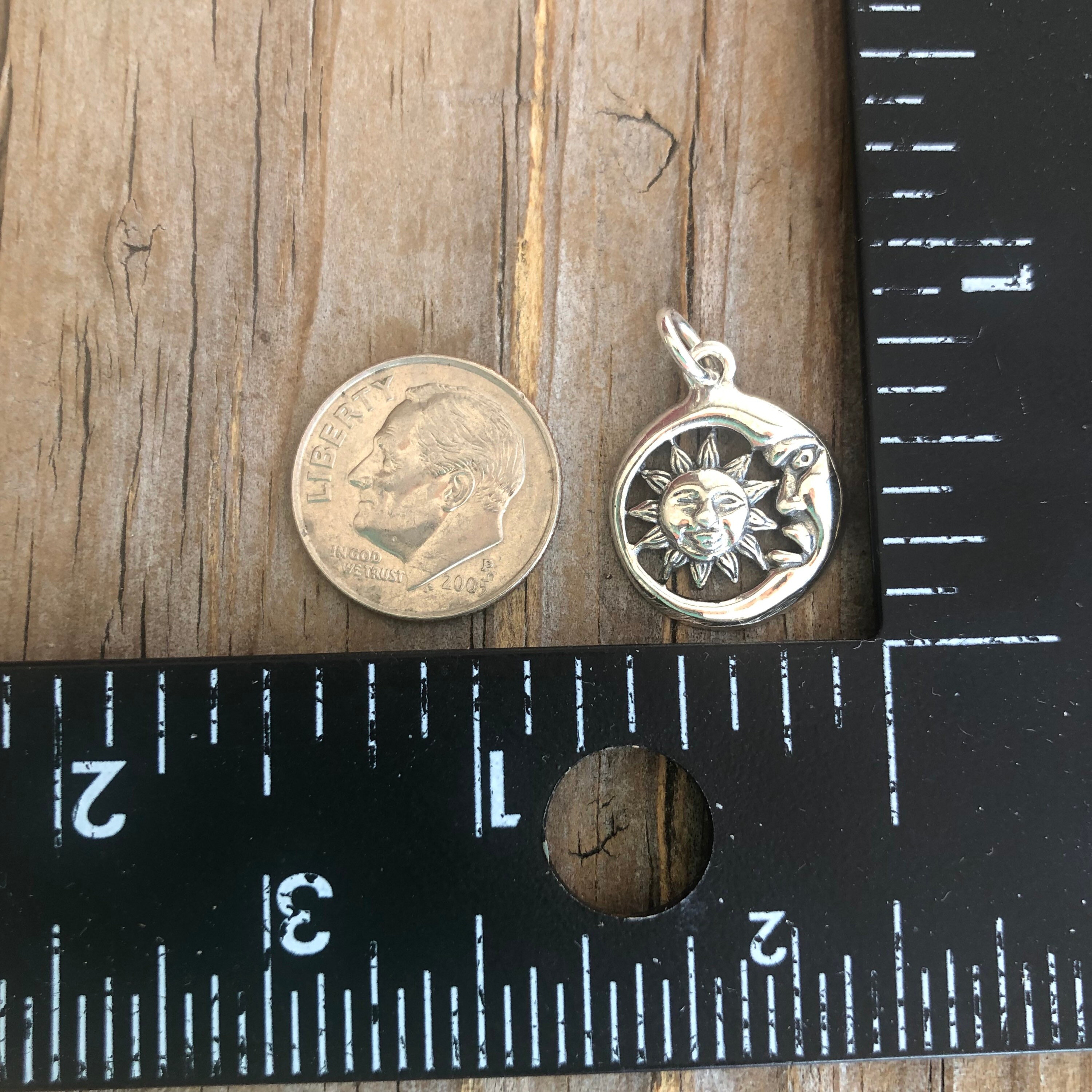 Sterling Silver Sun and Moon Pendant, Celestial Cosmic Jewelry - Etsy
