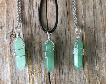 AVENTURINE Necklace, Green Aventurine Wire Wrapped Necklace, Healing Crystal, Green  Crystal Necklace