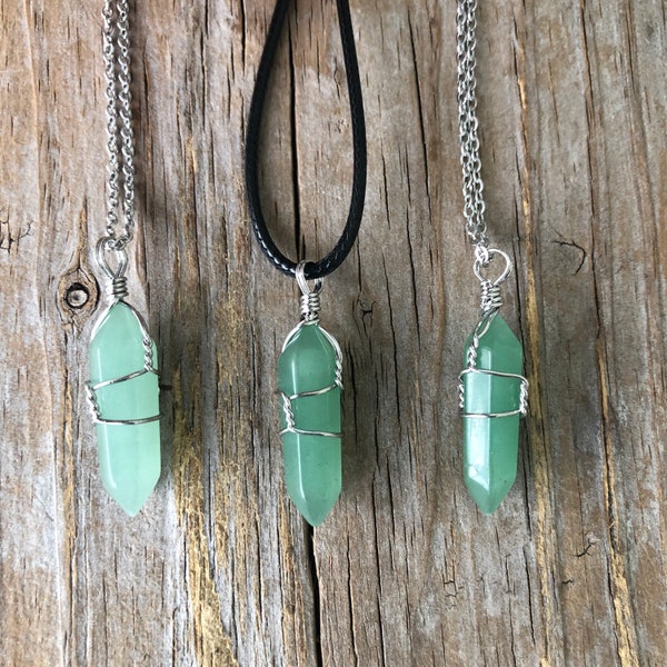 AVENTURINE Necklace, Green Aventurine Wire Wrapped Necklace, Healing Crystal, Green  Crystal Necklace