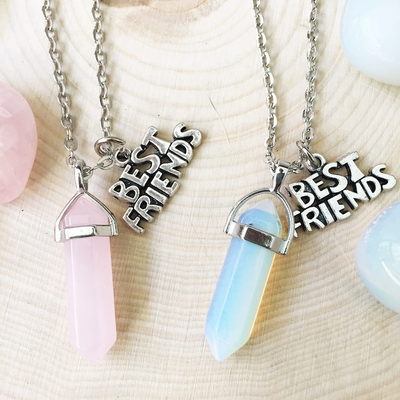 2 Crystal Best Friends Necklaces, Pair of Best Friend Necklace, Crystal Friendship Necklace image 2