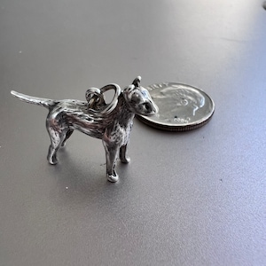 Dije de perro de muestra de plata para collar. Dije de perro de muestra de plata de ley 925 vintage