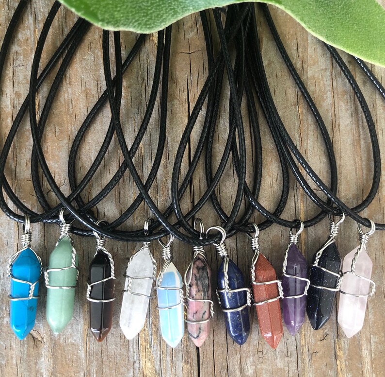 Crystal Necklace Wire Wrapped Crystal Necklace Healing Etsy