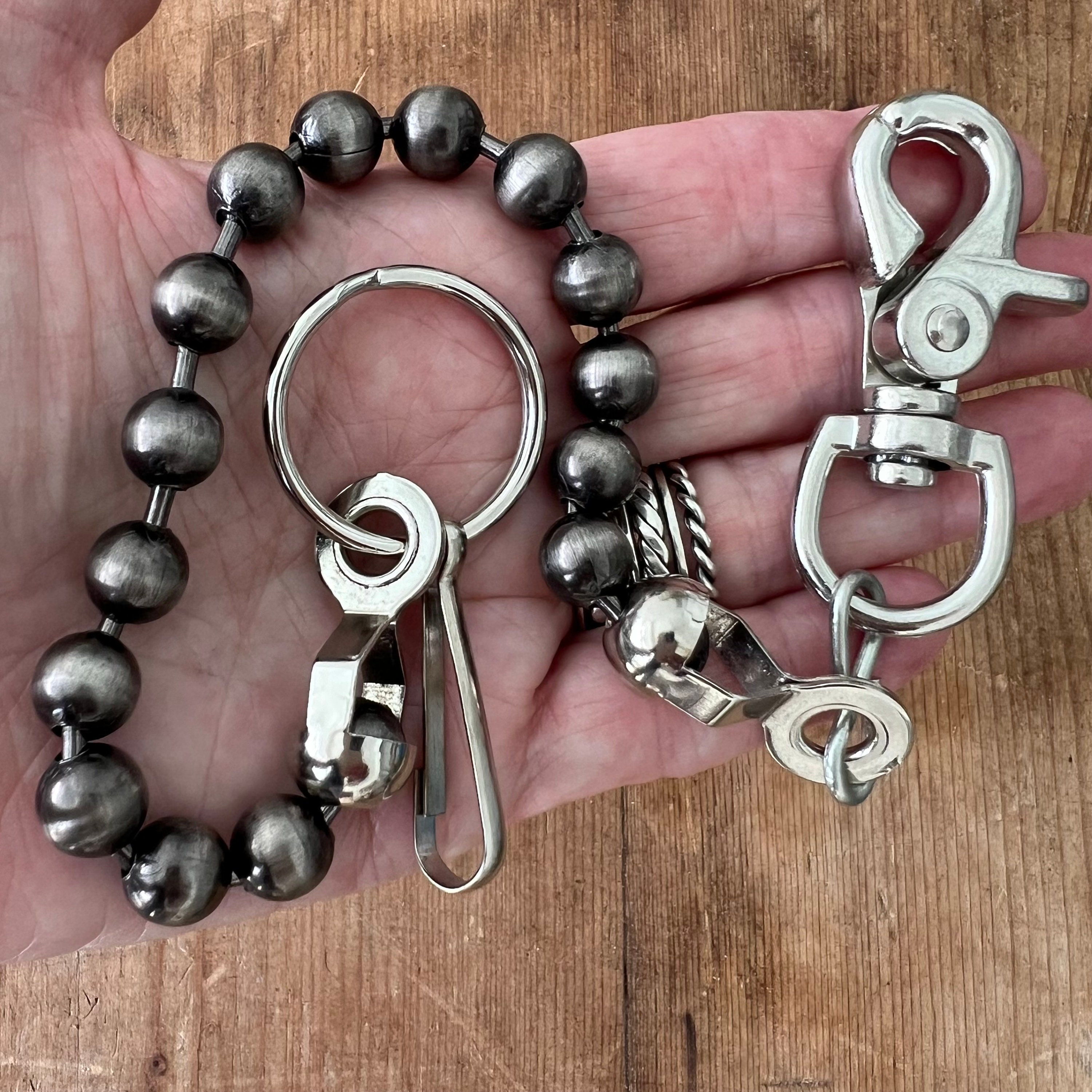 Ball Chain Wallet Chain, Biker Leash, Gunmetal Ball Chain