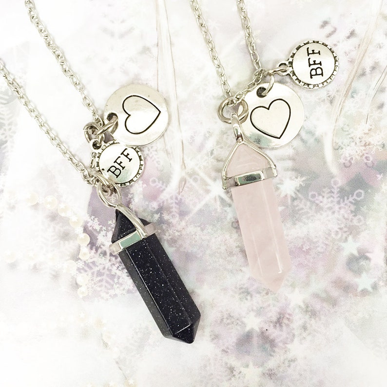 Pair of Best Friends Heart Necklaces Best Friends Forever Crystal Friends Necklaces Pick Crystal 2 Crystal Best Friends BFF Necklaces