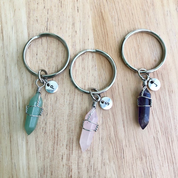 Crystal Keychain, Crystal Initial Key Chain, Crystal Keyring