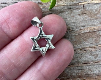 Sterling Silver Star of David Pendant: Small Hebrew Charm Religious Jewelry