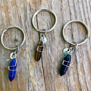 Crystal Keychain, Crystal Initial Key Chain, Crystal Keyring, Initial Key Chain, Healing Crystal, Crystal Key Holder, Personalized Initial image 5