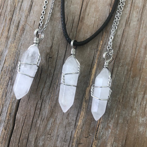 Quartz Crystal Necklace Wire Wrapped Crystal Necklace Etsy Singapore