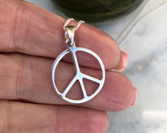 925 Sterling Silver Peace Sign, Sterling Silver Peace Charm, Sign Peace Harmony Symbol ml