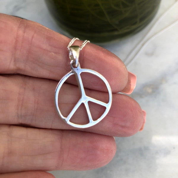 925 Sterling Silver Peace Sign, Sterling Silver Peace Charm, Sign Peace Harmony Symbol ml