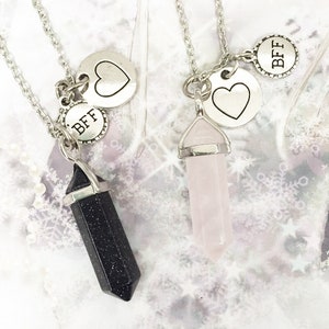 2 Crystal Best Friends BFF Necklaces, Pair of Best Friends Heart Necklaces, Best Friends Forever, Crystal Friends Necklaces Pick Crystal image 1