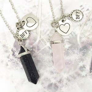 2 Crystal Best Friends BFF Necklaces Pair of Best Friends Heart