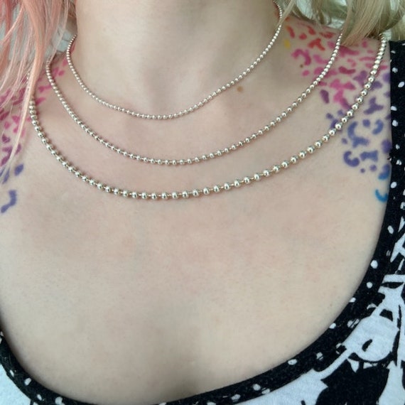 Collana Con Catena Di Perline A Sfera In Argento Sterling: Perline A Sfera Da 5 A 10 Mm Di Diametro - Italia - Foto 4