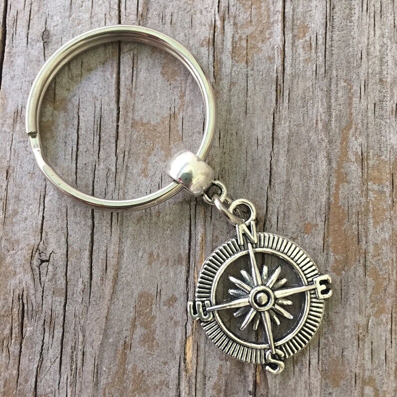 Compass Initial Keychain/ Compass Key Ring/ Graduate Key Ring/ Etsy