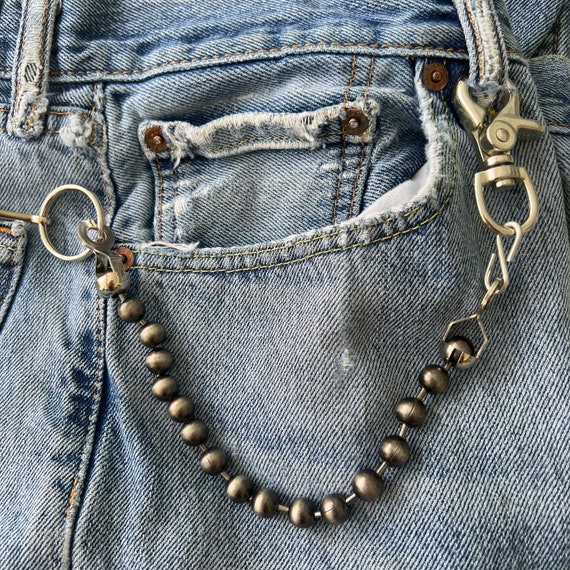 ガンメタルボールチェーンウォレットチェーン：パンツ用バイカー  