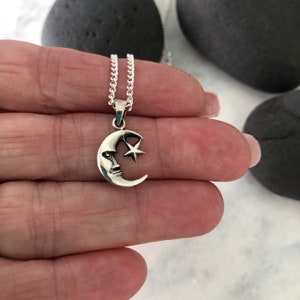 925 Sterling Silver Moon Star, Small Sterling Moon Charm, Silver Crescent Moon, Man in  Moon Charm, Sterling Lunar Charm mlw