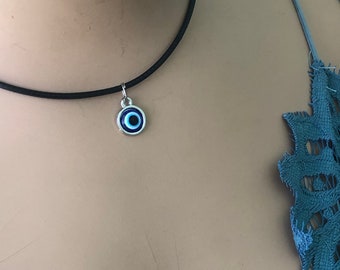 Evil Eye Charm, Evil Eye Necklace, Blue Evil Eye Protection, Small Good Luck Eye Pendant
