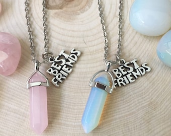 2 Crystal Best Friends Necklaces, Pair of Best Friend Necklace, Crystal Friendship Necklace