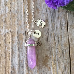 Crystal Best Friend Necklace, 1 BFF Necklace Best Friends Initial Necklace, Best Friends Forever, Crystal Necklace Pick Crystal image 3
