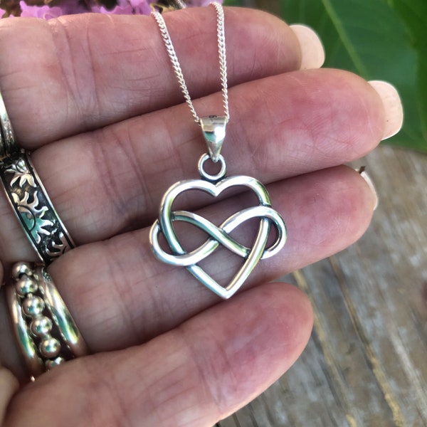 Infinity Heart, Sterling Heart, Forever Heart Pendant, Infinity Charm,  Eternal Love, Infinity, Love Eternity Heart