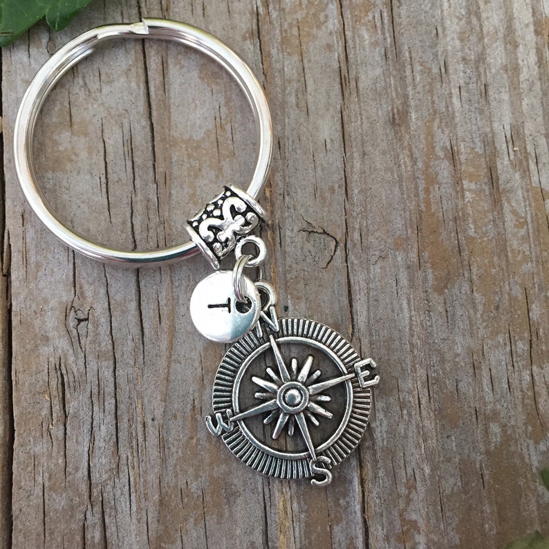 Compass Keychain Compass Initial Key Ring Personalized Etsy Australia