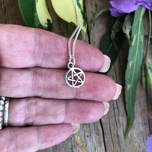 Silver Tiny Pentacle,  Teeny Tiny Pentagram 925 Sterling Silver Wiccan Gothic Jewelry, Teeny Pentagram Jewelry