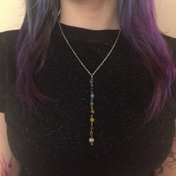 Chakra Necklace, Chakra Color Bead Necklace, Rainbow Bead Necklace