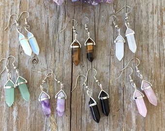 Crystal Point Earrings Amethyst Earrings Small Crystal Points
