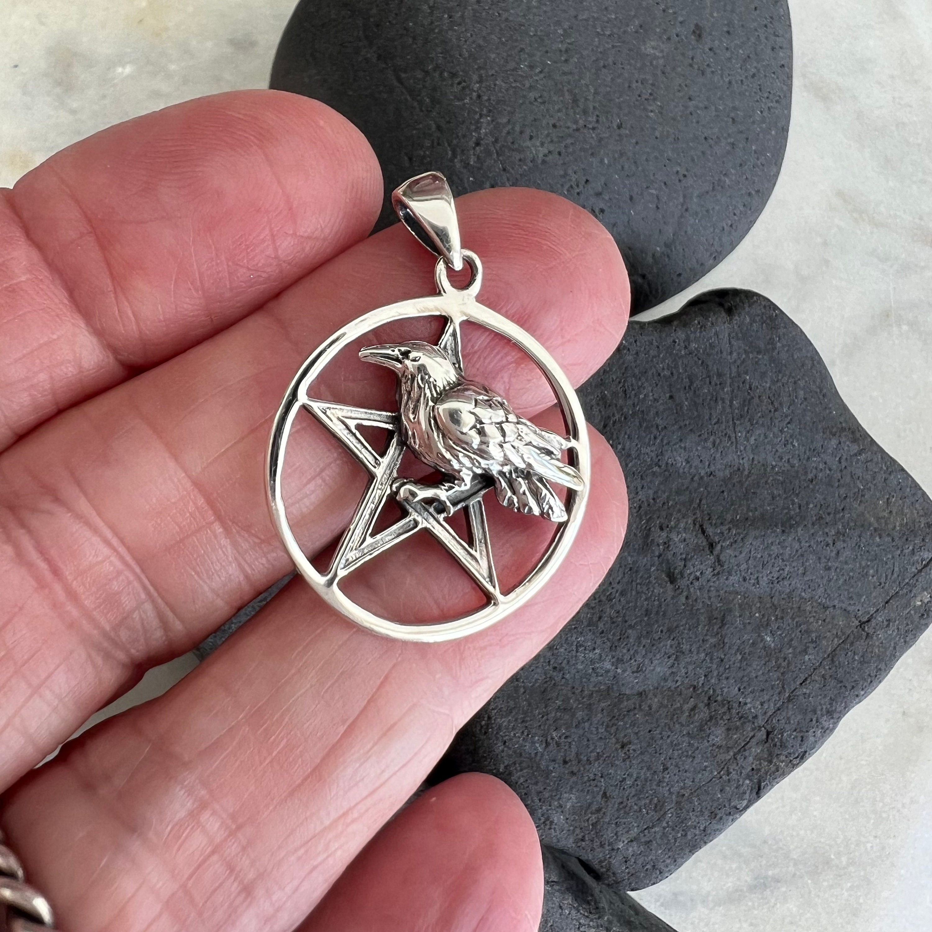 Raven Pentacle Pendant Sterling Silver - Moonlight Mysteries