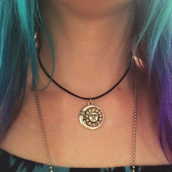 Sun Moon Necklace/ Moon Sun Choker 