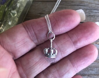 925 STerling Silver Tiny Crown Charm, Teeny Silver Crown, Sterling Silver Royal Charm, Sterling Silver 3DCrown Charm sp