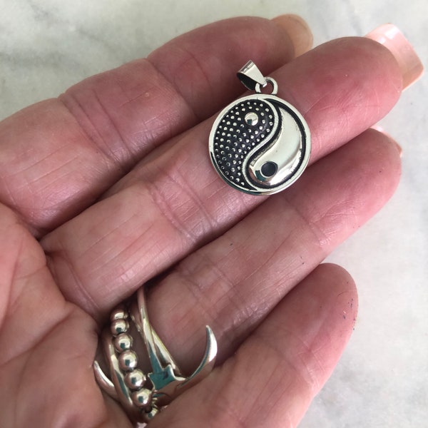 Handcrafted Solid 925 Sterling Silver Yin Yang Pendant,  Sterling Yin Yang, Silver Yinyang Charm