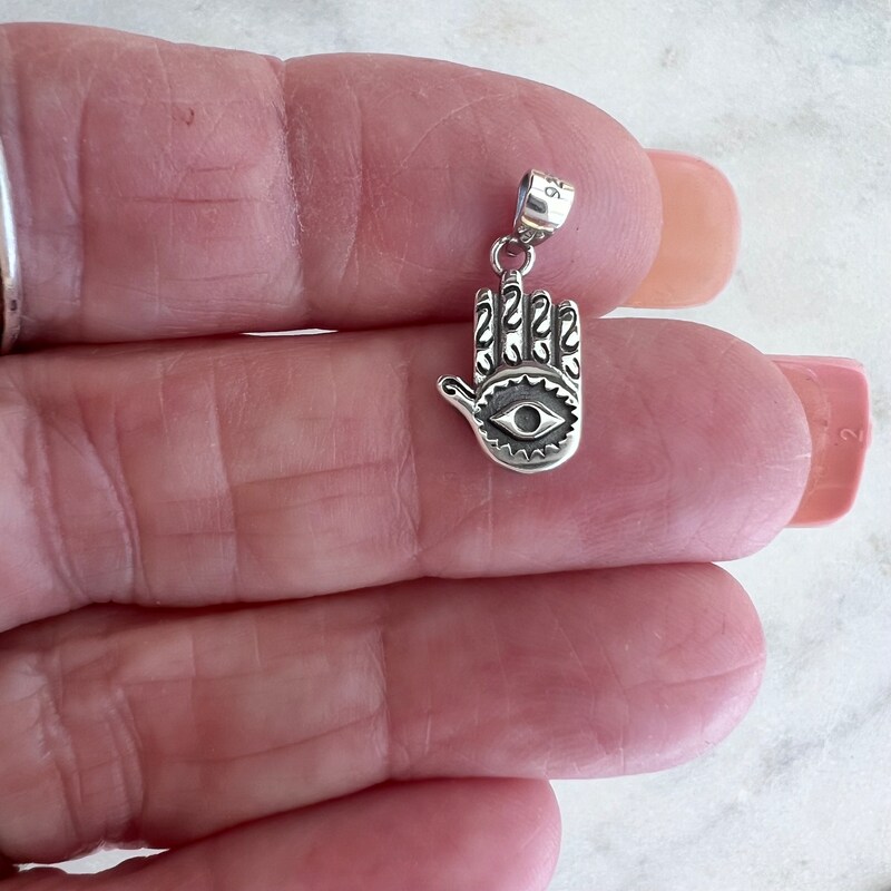 Hamsa Small hand painted Sterling Silver Ear-cuff