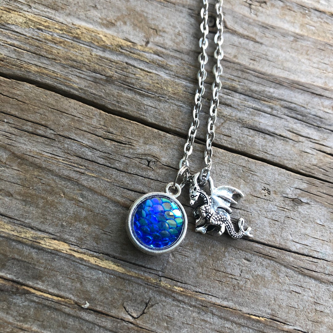 Dragon Necklace Dragon Scales Necklace Dragon Charm Initial Etsy