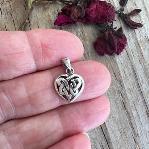 Silver Celtic Heart Necklace Pendant, Sterling Celtic Knot Heart Charm, Romantic Layering Necklace, Irish Heart, Forever Love, Chain Choice